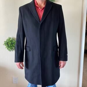Claiborne Men's winter long black Wool Top Coat 46 Long